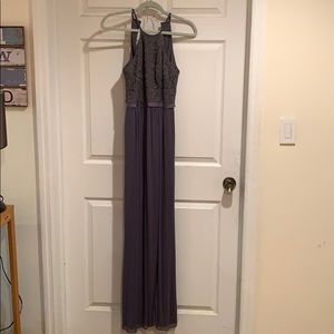 David’s Bridal pewter grey gown